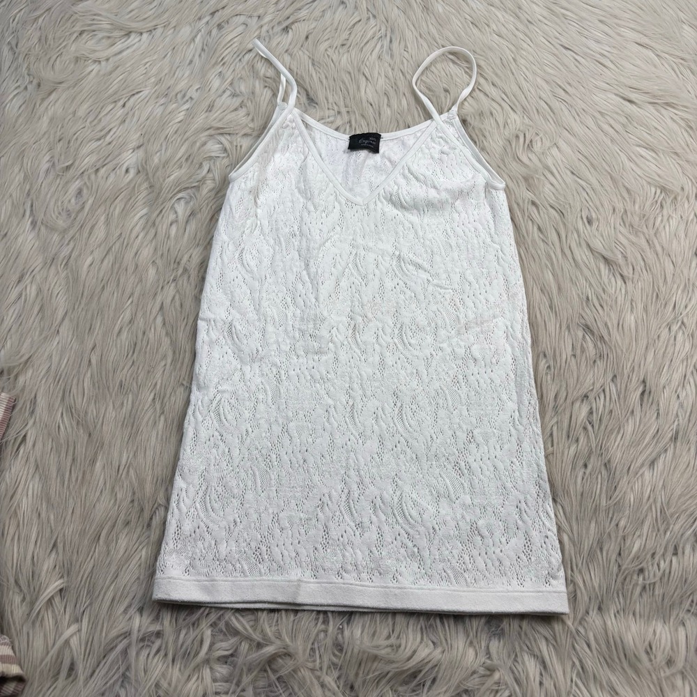 Vinatge Y2K Express Women's XS S White Stretch Knit Lace Cami Tank Layering